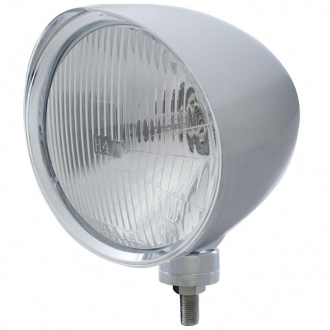 Chrome "Chopper" Headlight w/ Smooth Visor H4 Bulb