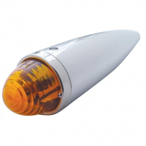 Chrome Die Cast Torpedo Cab Light w/ Beehive Glass Lens & 1156 Bulb - Amber