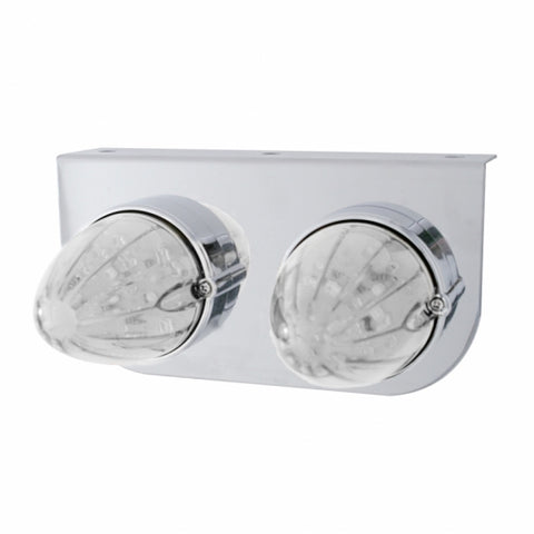 Stainless Light Bracket w/ Two 19 LED Watermelon Lights - Amber LED/Clear Lens