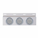 Stainless Top Mud Flap Plate w/ Three 7 LED 4" Lights & Visors - Red LED/Clear Lens