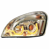 2008+ Freightliner Cascadia Chrome Projection Headlight w/ Dual Function Light Bar