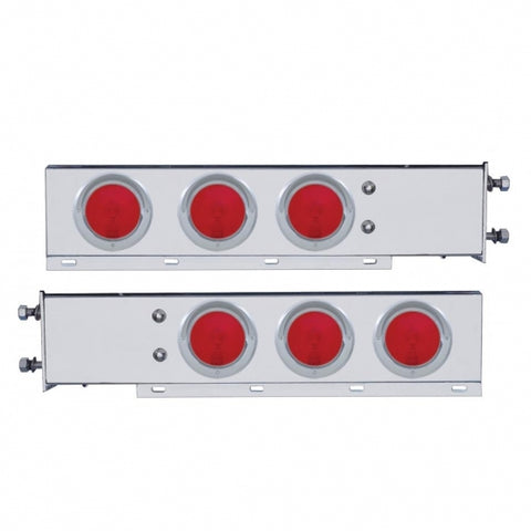 3 3/4" Bolt Pattern Stainless Spring Loaded Light Bar w/ Six 4" Lights & Visors