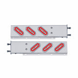 3 3/4" Bolt Pattern Stainless Spring Loaded Light Bar w/ 6 Oval LED "GLO" Light & Visor - Red LED/Clear Lens