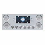 Stainless Rear Center Panel w/ Four 21 LED 4" "GLO" Lights & Six 9 LED 2" Lights & Visors - Red LED/Clear Lens
