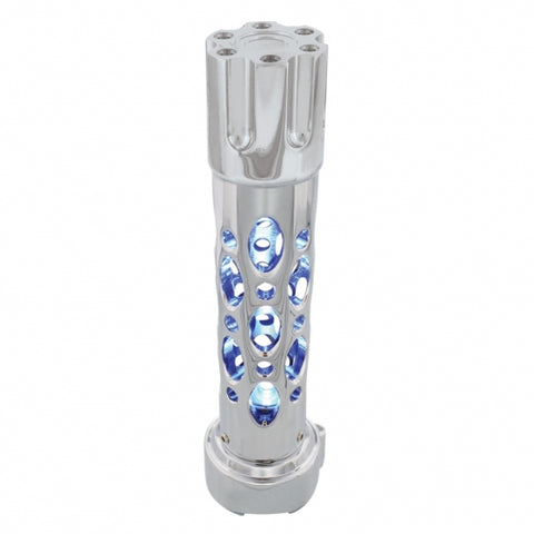 LED "Austin" Gun Cylinder Gear Shift Knob w/ Adaptor for 9 Speed - Blue