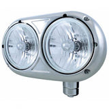 Stainless Peterbilt 359 Style Dual Headlight w/ Crystal Halogen Bulb