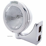 Stainless Steel Classic Headlight 6014 Bulb & LED Turn Signal - Clear Lens