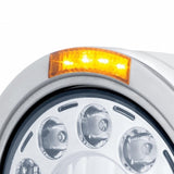 Stainless Bullet Half Moon Headlight 11 LED Bulb & LED Signal - Amber Lens