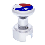 Chrome 13/15/18 Speed Thread-on Gearshift Knob w/ Adaptor - Texas Flag