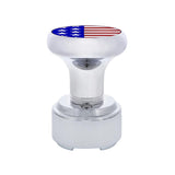 Chrome Thread-On Shift Knob With USA Flag Top Sticker & Adapter For Eaton Fuller Style 9/10 Shifter