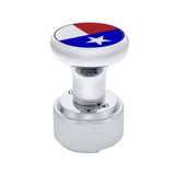 Chrome Thread-On Shift Knob With Texas Flag Top Sticker & Adapter For Eaton Fuller Style 9/10 Shifter
