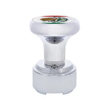 Chrome Thread-On Shift Knob With Mexico Flag Top Sticker & Adapter For Eaton Fuller Style 9/10 Shifter