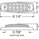 12 LED Reflector Rectangular Clearance/Marker Light - Red LED/Clear Lens