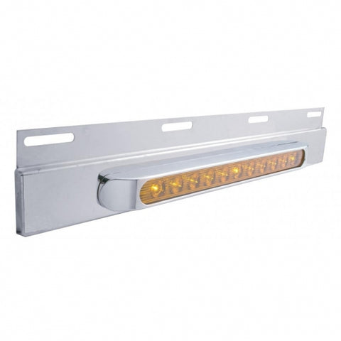 Stainless Top Mud Flap Plate w/ 11 LED 17" Light Bar & Bezel - Amber LED/Amber Lens