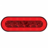 Stainless Top Mud Flap Bracket w/ Three 22 LED 6" Oval GLO Lights & Grommets - Red LED/Red Lens