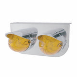 Stainless Light Bracket w/ Two 19 LED Bullet Style Grakon 1000 Lights & Visors - Amber LED/Amber Lens