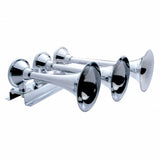 3 Trumpet Chrome Train Horn - Long Trumpet On Left