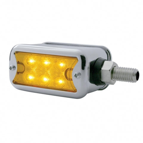 6 LED Dual Function Straight Mount Double Face Light w/ Bezel - Amber & Red LED/Amber & Red Lens