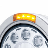 Stainless Bullet Classic Headlight 11 LED Bulb w/ LED Signal - Amber Lens