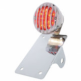 Motorcycle LED "Bobber" Style Vertical Tail Light w/Chrome Grille Bezel-Red Lens
