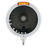 Stainless Steel Classic Stripe Headlight No Bulb w/ LED Signal - Amber Lens