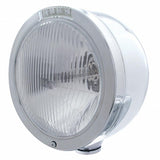 Stainless Steel Bullet Half Moon Headlight H4 Bulb & LED Turn Signal - Clear Lens
