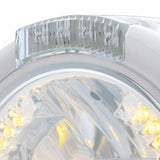 Stainless Steel Classic Half Moon Headlight H4 w/ Amber LED & Signal - Clear Lens
