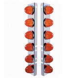 Peterbilt Stainless Front Air Cleaner Bracket w/ Twelve 17 LED Watermelon Lights & Stainless Bezels- Amber LED/Dark Amber Lens