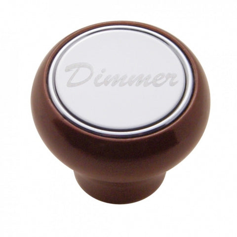 "Dimmer" Wood Deluxe Dash Knob - Stainless Plaque