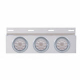 Stainless Top Mud Flap Plate w/ Three 10 LED 4" Lights & Visors - Red LED/Clear Lens
