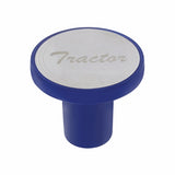 "Tractor" Aluminum Screw-On Air Valve Knob w/Stainless Plaque - Indigo Blue