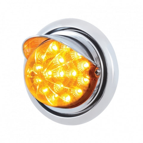 Freightliner Columbia Front Bumper Light w/ 17 LED Reflector Light & Visor - Amber LED/Amber Lens