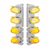 Peterbilt Stainless Front Air Cleaner Bracket w/ Eight 9 LED Dual Function "GLO" Watermelon Lights & Visors - Amber LED/Amber Lens
