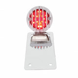Motorcycle LED "Bobber" Style Vertical Tail Light w/Chrome Grille Bezel-Red Lens