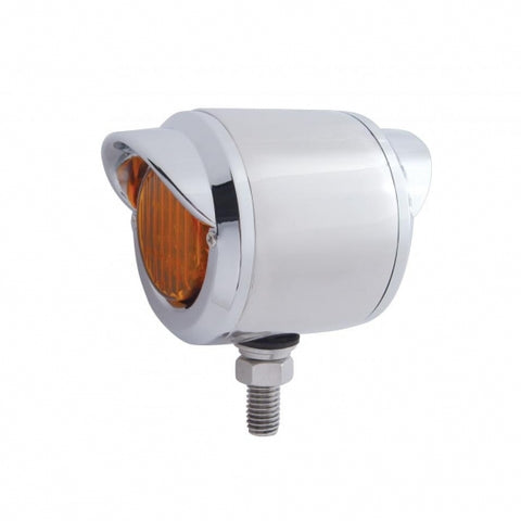 LED Stainless 2 1/2" Double Face Light w/ Visor - Amber & Red LED/Amber & Red Lens