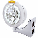 Chrome Classic Headlight H4 w/34 White LED & Signal - Amber Lens