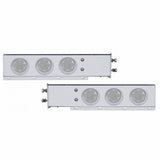2 1/2" Bolt Pattern Chrome Spring Loaded Light Bar w/ Six 4" 7 LED Lights & Visors - Red LED/Clear Lens