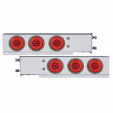 3 3/4" Bolt Pattern Stainless Spring Loaded Light Bar w/ Six 21 LED 4" "GLO" Lights & Grommets - Red LED/Red Lens