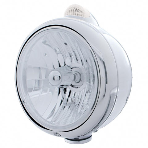 Stainless Steel Guide 682-C Headlight Crystal H4 & Dual Mode LED Signal - Clear Lens