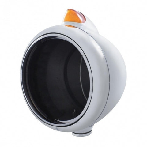 Stainless Steel Guide 682-C Headlight No Bulb & Original Style LED Signal-Amber Lens
