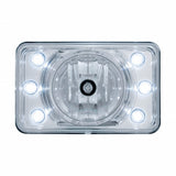 4" x 6" Crystal Projection Headlight w/ 6 White LED Position Light - High Beam