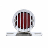 Motorcycle LED Rear Fender Tail Light with Chrome Grille Bezel - Red Lens
