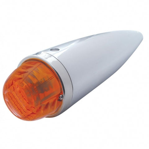 Chrome Die Cast Torpedo Cab Light w/ Crystal Glass Lens & 1156 Bulb - Dark Amber