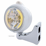 Stainless Steel Guide 682-C Headlight H4 w/ 34 Amber LED & LED Signal - Clear Lens