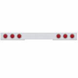 Stainless 1 Piece Rear Light Bar w/ Six 10 LED 4" Lights & Visors - Red LED/Red Lens
