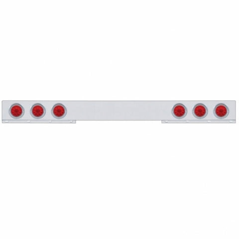 Stainless 1 Piece Rear Light Bar w/ Six 10 LED 4" Lights & Visors - Red LED/Red Lens
