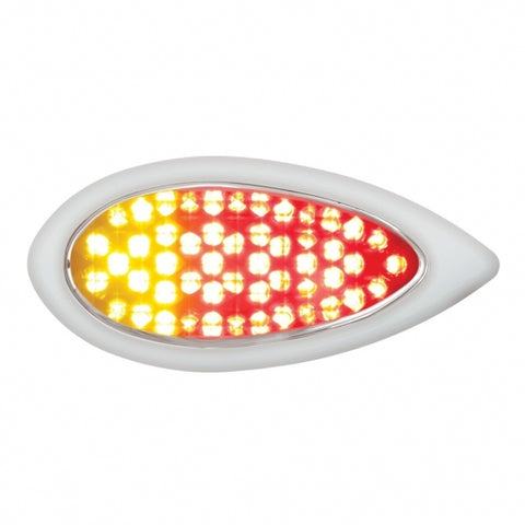 51 LED Duo "Teardrop" Auxiliary/Utility Light w/ Bezel - Red + Amber LED/Clear Lens