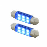 6-SMD High Power LED 6418 / 6461 36 mm Light Bulb - Blue (2 Pack)