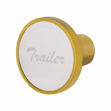 "Trailer" Aluminum Screw-On Air Valve Knob w/Stainless Plaque - Electric Yellow