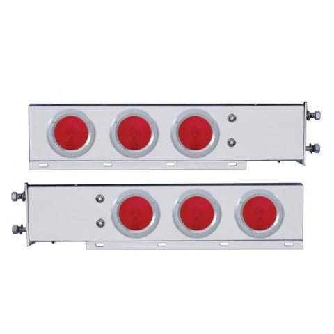 3 3/4" Bolt Pattern Deluxe Stainless Spring Loaded Light Bar w/ Six 4" Lights & Bezels